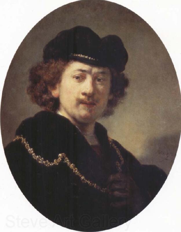 REMBRANDT Harmenszoon van Rijn Self-Portrait with Hat and Gold Chain Germany oil painting art